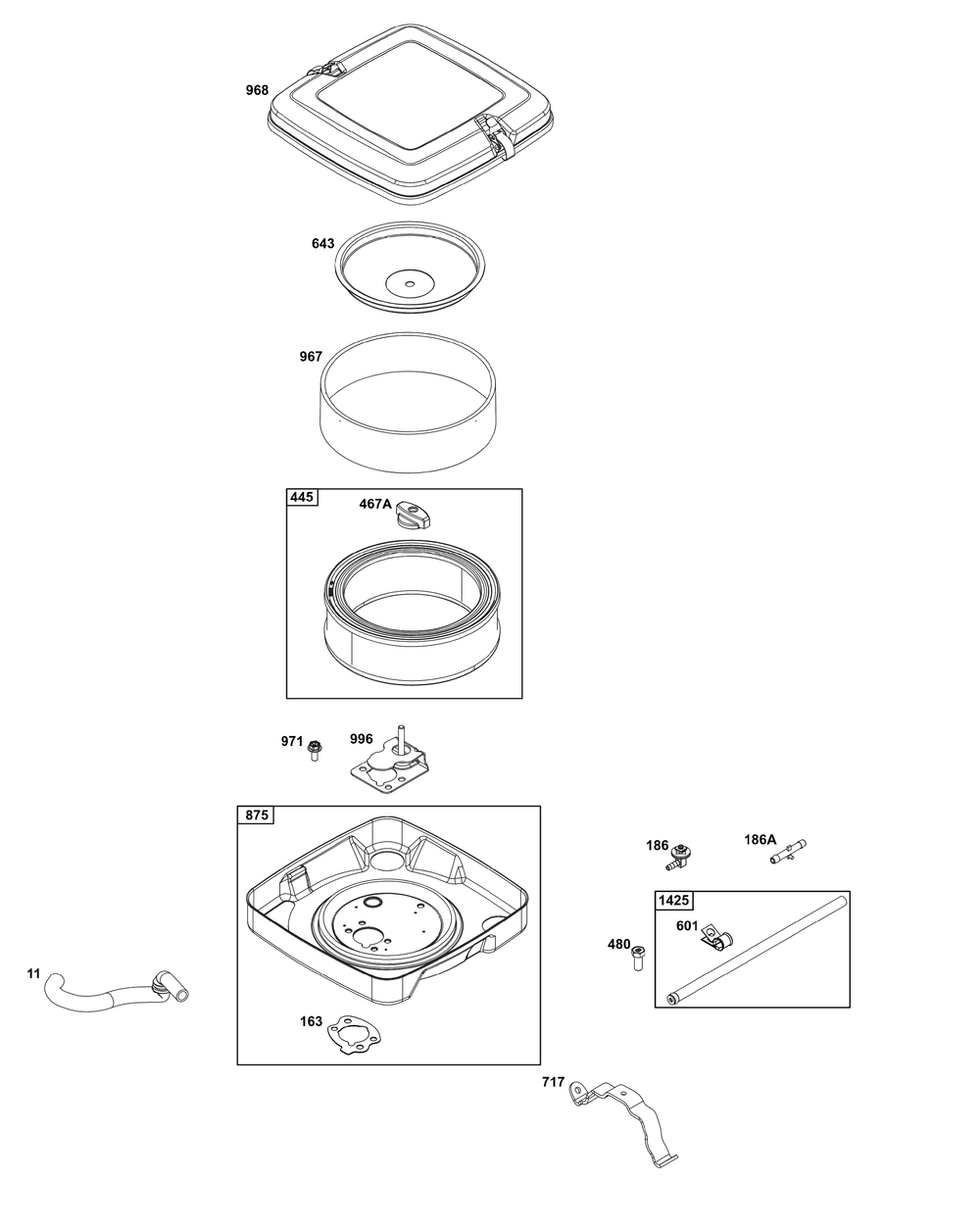 Air Cleaner Group Diagram and Parts List for 356447-3542-G1 200000 - 399999 Briggs and Stratton Engine